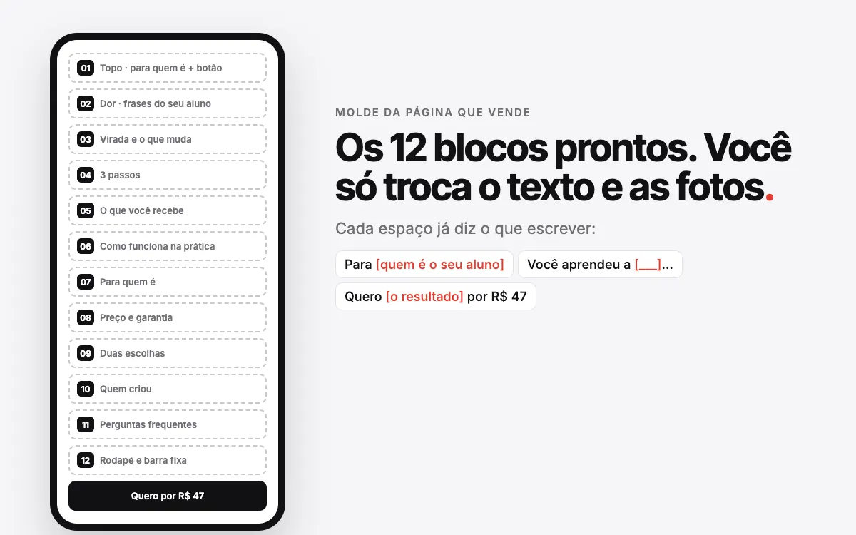 O molde da página com os 12 blocos